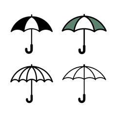 Set of umbrellas isolated on transparent background