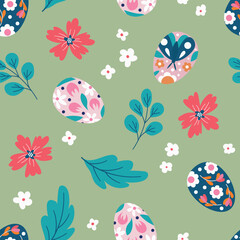 Easter Egg and Floral Pattern Design. Design for fabric, textile, wallpaper, packaging, website	