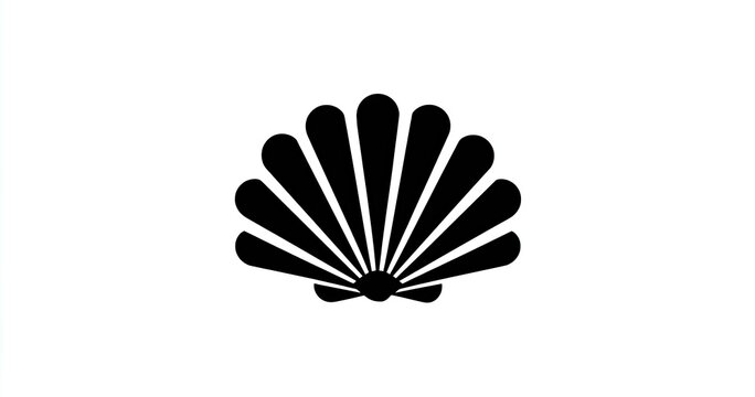 Simple black and white symmetrical image of a fan-shaped object on a plain white background