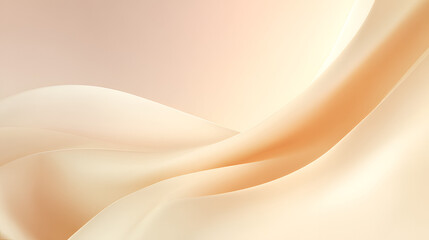 Abstract flowing fabric waves in soft peach and cream colors creating elegant curved lines and a...