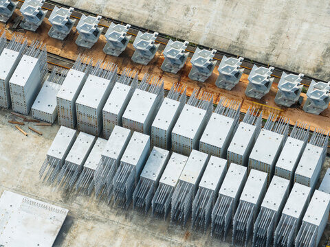 Precast Concrete Wall Panels and Reinforcement in Yard