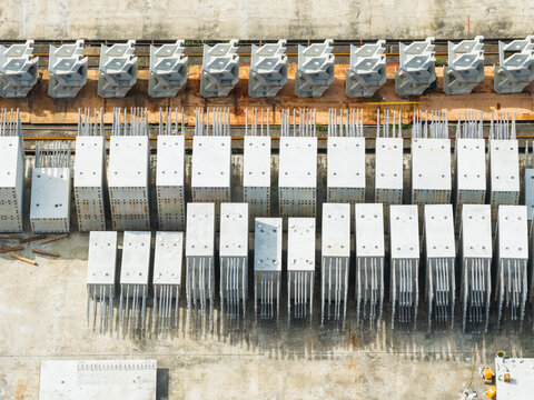 Precast Concrete Wall Panels and Reinforcement in Yard