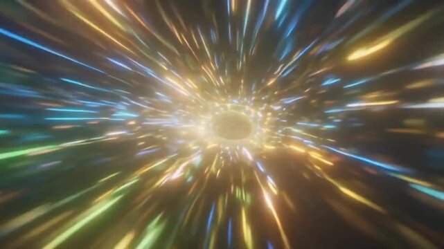 Abstract technology light strokes background, glowing 3D light trails racing along fast motion path trajectories, dynamic high-tech energy flow with smooth curves and sharp turns, futuristic digital 