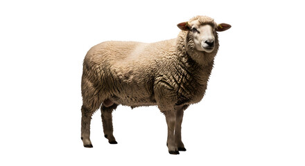 Fototapeta premium Adult Light Brown Sheep Standing isolated PNG with Transparent Background