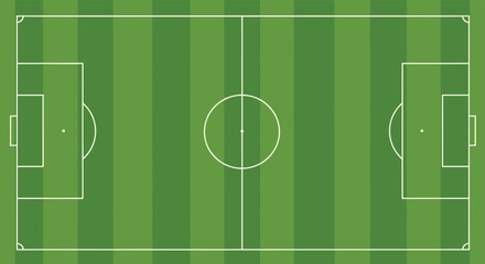 Top-Down Illustration of Soccer Field with Marked Lines, Zones, and Grass Pattern, Representing Sports Education and Game Strategy Design © Asik