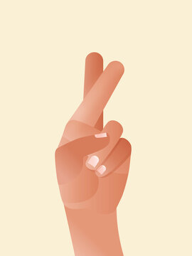 Hand showing crossed fingers gesture for luck and wish
