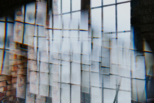 Abstract view through window with glass distortion