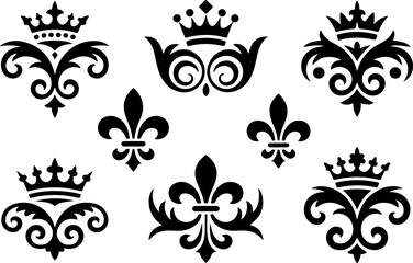 Elegant Vintage Ornamental Flourish & Royal Design Elements Vector Set