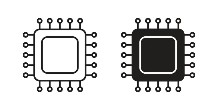 Processor icon Thin Collection. Editable Stroke. Suitable for Websites