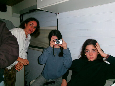 Mother and Daughters Inside Camper