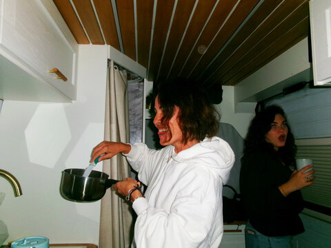 Mother Cooking Camper Life