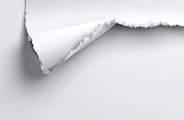 A close-up of white paper with a torn corner, revealing a hidden layer