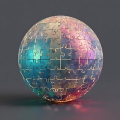 puzzle globe on blue background