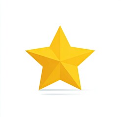 Obraz premium A simple, bright golden five-pointed star icon with a slight shadow on a white background
