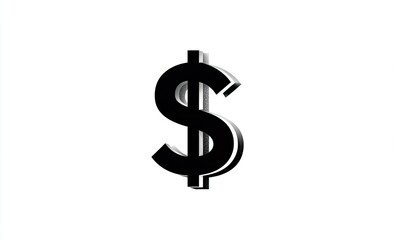 Obraz premium 3D-rendered, black dollar sign casting a shadow against a plain white background