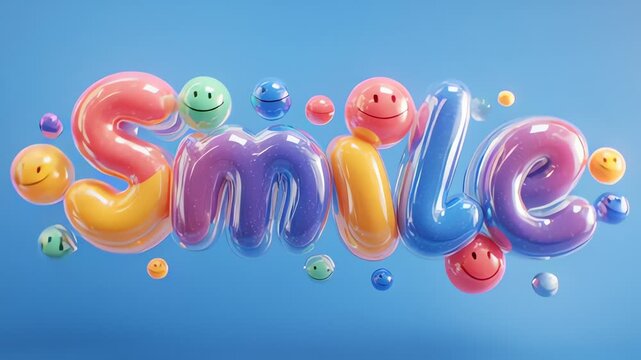 Colorful Smile Word with Smiley Faces.