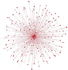 Abstract radial design of red lines and dots, resembling an explosion on a white backdrop