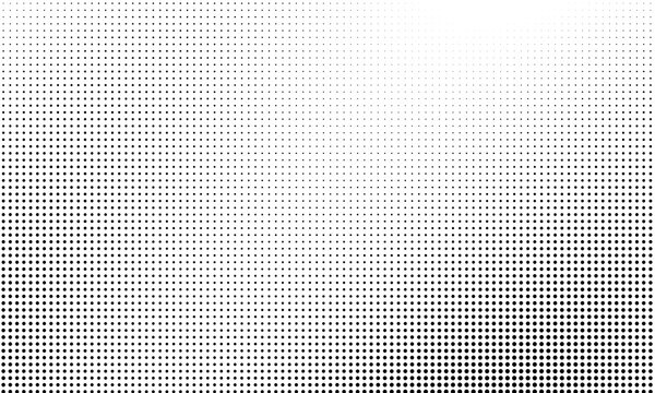 Grunge halftone gradient isolated on transparent background. Distressed pixelated grit noise, retro black and white texture. Vector textured surface, anime manga comic overlay, PNG