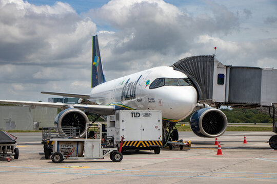 Azul Brazilian Airlines Airbus A320 at gate at Salvador Bahia Airport - Salvador, Brazil