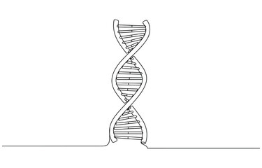 DNA continuous one line drawing. Genome linear structure symbol. Drawing of a double helix genetic code with editable black stroke on a white background