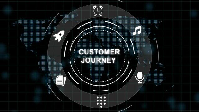 Customer Journey Map Infographic Template with and Circular on Dark Background for Marketing and Business Strategy Presentations