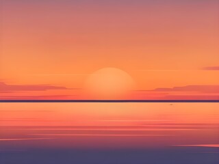 Obraz premium Warm Tropical Sunset Over Calm Ocean Illustration