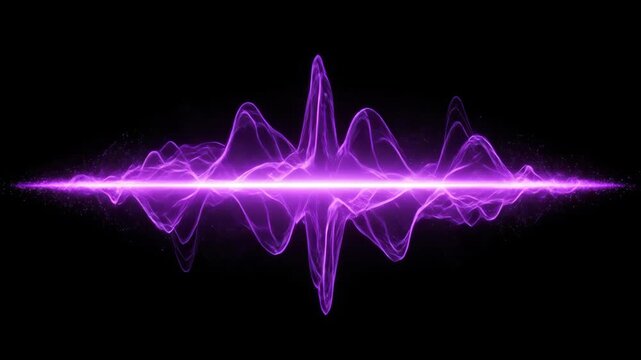 An abstract design of purple sound waves, evoking energy and motion.