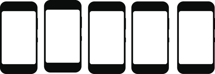 Smartphone vector icon for background and graphic design. Modern black flat-style illustration of a mobile device. Phone display with a white screen, isolated on a white background. © PixelNexa