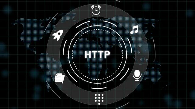 HTTP Technology Background with and Map Grid background HTTP 4K