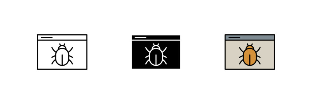 bug icon. Line, solid and filled outline colorful version, outline and filled vector sign. Idea Symbol, logo illustration. Vector graphics