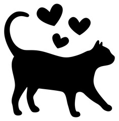 Cat | Feline With Hearts | Vector Animal Art