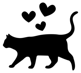 Cat | Feline With Hearts | Vector Animal Art