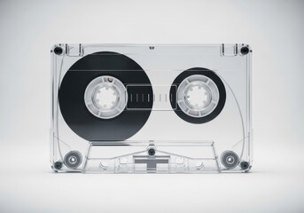 Fototapeta premium Transparent cassette tape on white background isolated on white background