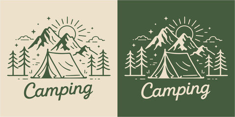 camping monoline vintage outdoor badge design © mister