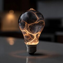 light bulb on black background