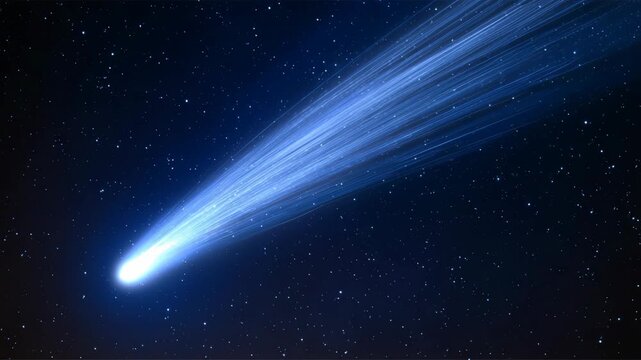 Brilliant Comet Streaking Through a Starry Night Sky Creating a Stunning Celestial Display of Light and Movement