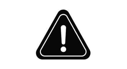 Black and white warning sign triangular shape with exclamation point