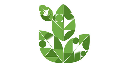 Obraz premium Abstract green leaf design composed of geometric shapes and forms