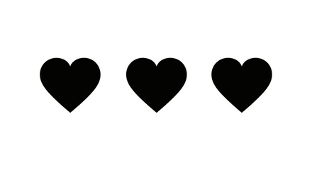 Obraz premium Three black hearts arranged horizontally on a white background