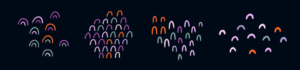 Hand drawn doodle fancy organic shapes, elements and textures. Vector illustration.