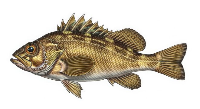A detailed illustration of a red sea bream swimming in clear ocean waters