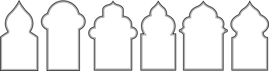 Fototapeta premium Ornamental Islamic Arch Collection and Arabic Doorway Frames Set