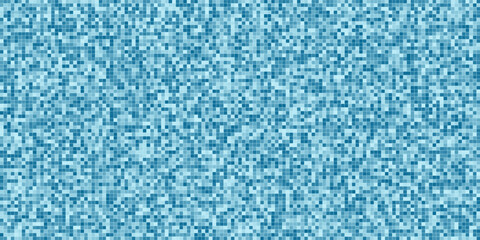 Blue tiles pattern. Classic seamless mosaic. Square swimming pool texture. Simple bathroom background. Wall or floor design template. Ceramic surface concept. Vector illustration.