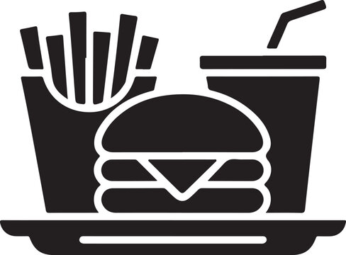 Fast food combo tray vector illustration with burger soda and fries