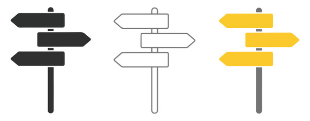 signpost direction road travel icons set © vectomix