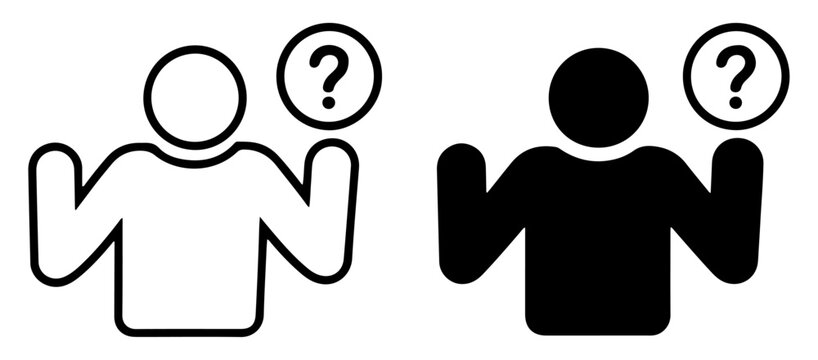 shrug doubt question people icons set