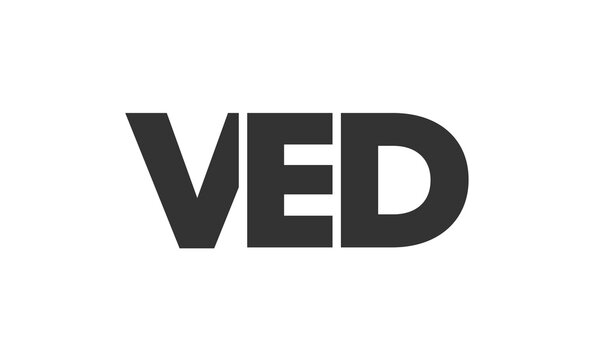 VED logo design template with strong and modern bold text. Initial based vector logotype featuring simple and minimal typography. Trendy company identity.