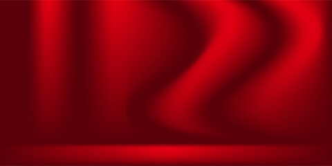 Red empty studio room. Limbo maroon dark background. Abstract 3d backdrop for product presentation. Minimal wall scene. Showcase promotion display. Vector mockup illustration Chinese, Christmas design