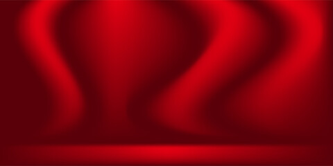 Red empty studio room. Limbo maroon dark background. Abstract 3d backdrop for product presentation. Minimal wall scene. Showcase promotion display. Vector mockup illustration Chinese, Christmas design