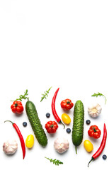 Fresh organic vegetables and spices creating a healthy food pattern